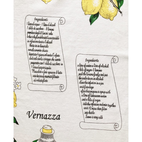 Vintage Limoncello Recipe Tea Towel Oversized Kitchen Towel Lemon Towel Cotton - Picture 4 of 8
